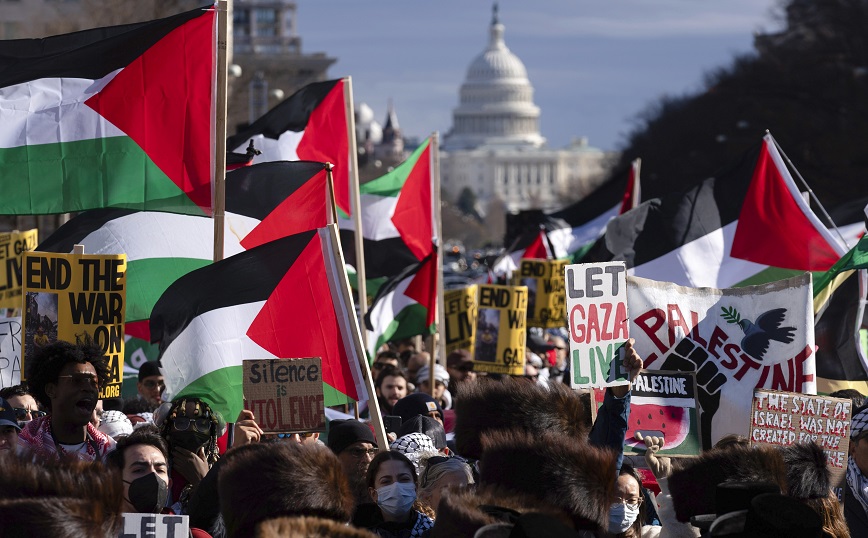 Τεράστιες διαδηλώσεις σε Ουάσινγκτον και Λονδίνο για κατάπαυση του πυρός στη Λωρίδα της Γάζας